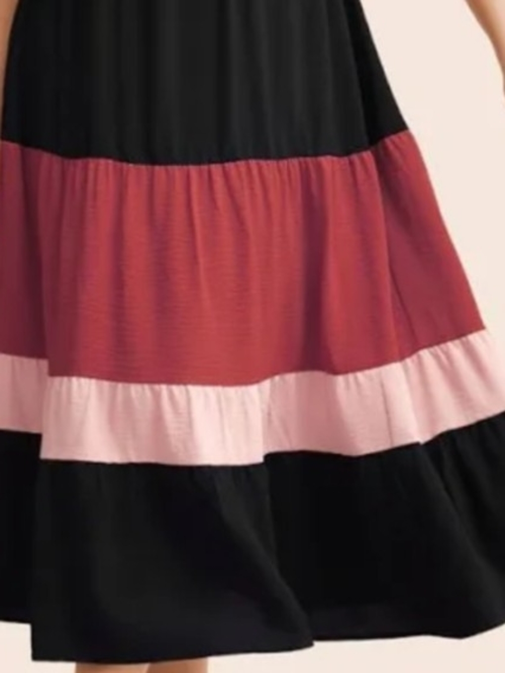 BloomChic Ruched Knotted Ruffle Pocket ColorBlock Maxi Dress - Picture 5 of 7